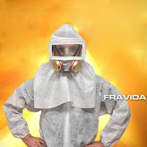 Respirador bifiltro con capucha laminada y visor